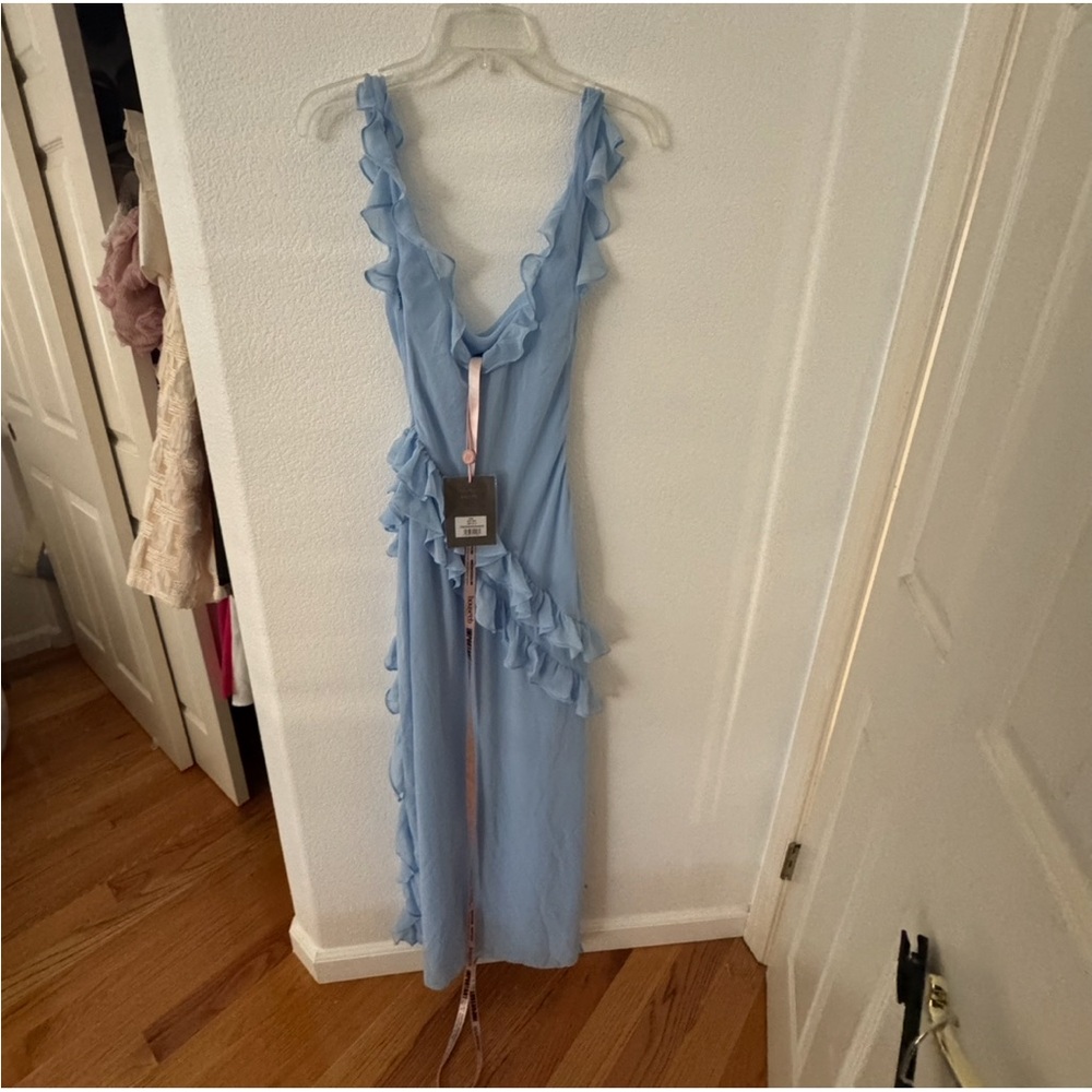 House of CB Ariela Blue Ruffle Dress - Picture 7 of 9